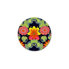 Mid Century Retro Floral 1970s 1960s Pattern 54 Golf Ball Marker by violetheavensky