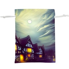 Village Moon Cloudy Historical Tudor Architecture Houses Town Night Windows City Lightweight Drawstring Pouch (xl) by Posterlux