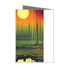 Outdoors Night Moon Full Moon Trees Setting Scene Forest Woods Light Moonlight Nature Wilderness Lan Mini Greeting Cards (pkg Of 8) by Posterlux