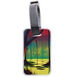 Nature Swamp Water Sunset Spooky Night Reflections Bayou Lake Luggage Tag (two sides) Back