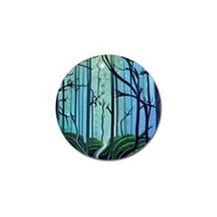 Nature Outdoors Night Trees Scene Forest Woods Light Moonlight Wilderness Stars Golf Ball Marker by Posterlux