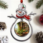 Room Interior Library Books Bookshelves Reading Literature Study Fiction Old Manor Book Nook Reading Metal Snowman Ornament Front