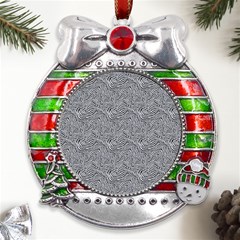 Dark Grey Snake Metal X mas Ribbon With Red Crystal Round Ornament by DinkovaArt