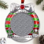 Dark Grey Snake Metal X Mas Ribbon With Red Crystal Round Ornament Front