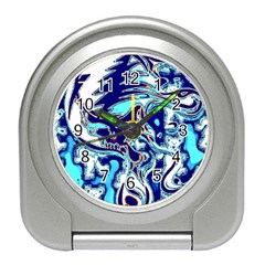 Trippy Dippy Bears Blue Dancing Greatful Dead Skull Steal Your Face Travel Alarm Clock by Salmanaz77