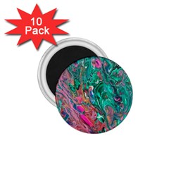 Green Pour 1 75  Magnets (10 Pack)  by kaleidomarblingart